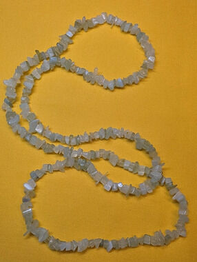 Vintage Natural Prehnite & Moonstone Crystal Chip Continuous Strand Necklace 34"